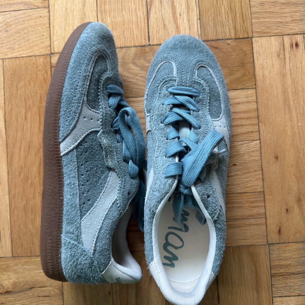 Sam Edelman Teal Suede Sneakers with Brown Gum Sole